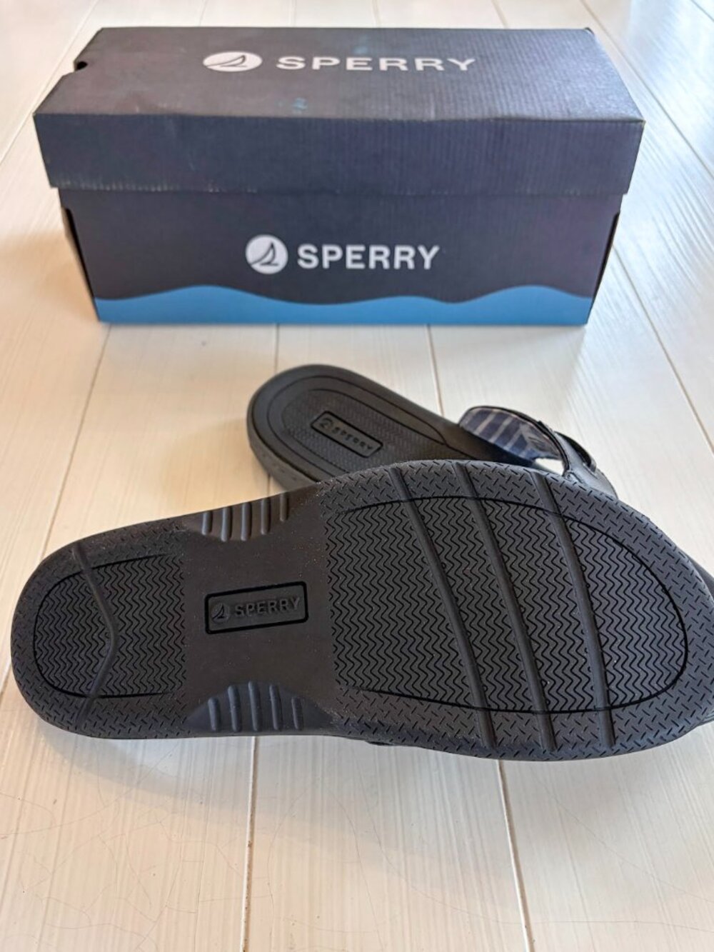 Sperry Boatfish Black Leather Sandal | Men's 10 - Picture 2 of 3